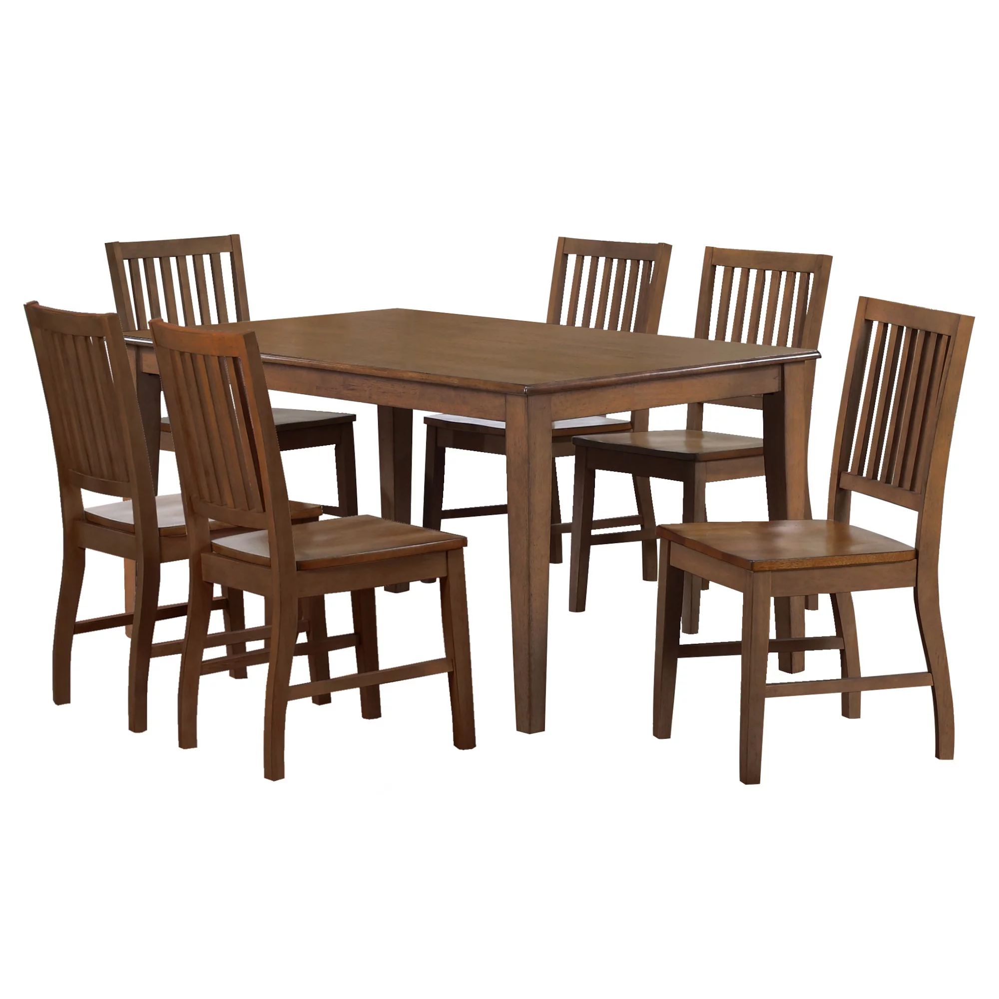Sunset Trading Simply Brook 7-Piece 60" Rectangular Wood Dining Set in Brown