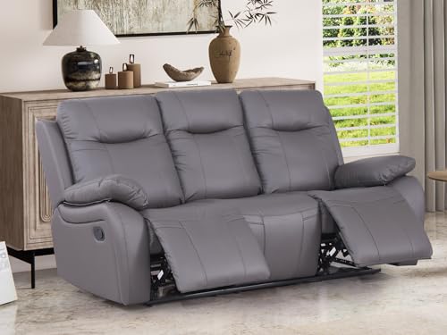 Recliner Sofa Couch Manual Leather Loveseat Recliner for Living Room with Cup Holders & Storage Oversized Reclining Home Theater Seating Couch in