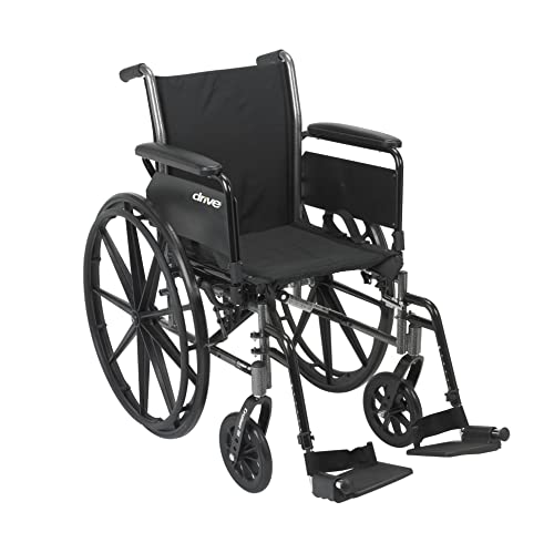 Drive Medical Cruiser III Light Weight Wheelchair with Flip Back Removable Arms, Desk Arms, Swing Away Footrests, 20'' Seat