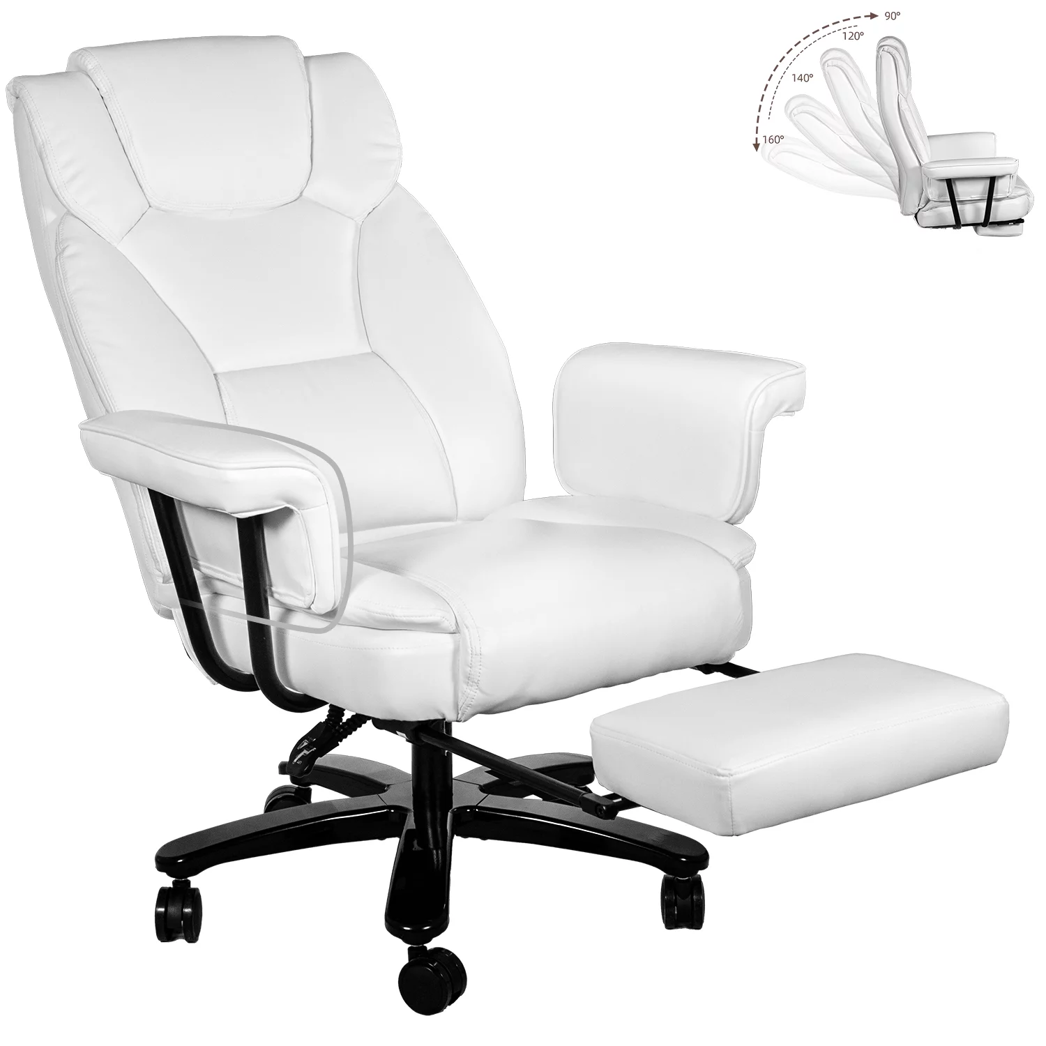 SeekFancy High Back Executive Office Chair, Ergonomic PU Leather Office Chair Heavy Duty Computer Desk Chair Reclining Office Chair with Footrest