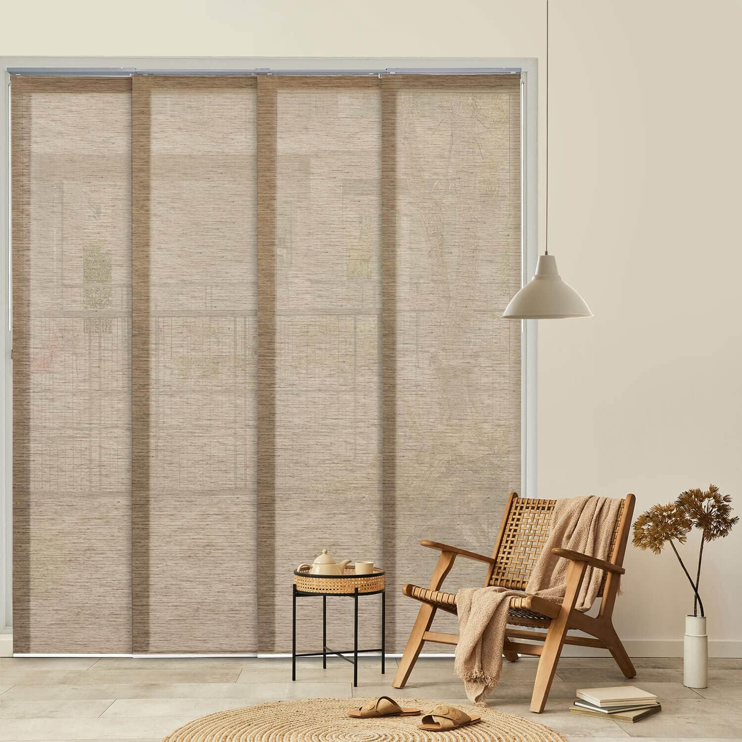 GoDear Design Adjustable Panel Track Sliding Glass Door Blinds 45.8"- 86" W x 96" H, Extendable Vertical Blinds for Patio Doors and Large Winodws