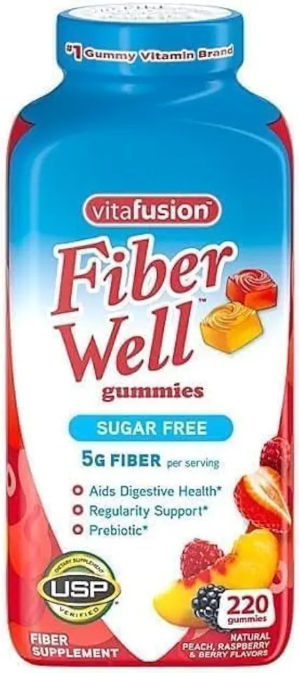 Vita Fiber Well Sugar Free Gummies Supplement, Peach, Strawberry and BlackBerry Flavored Supplements, 220 Count - Kansas Nuitrition - HNZSDS