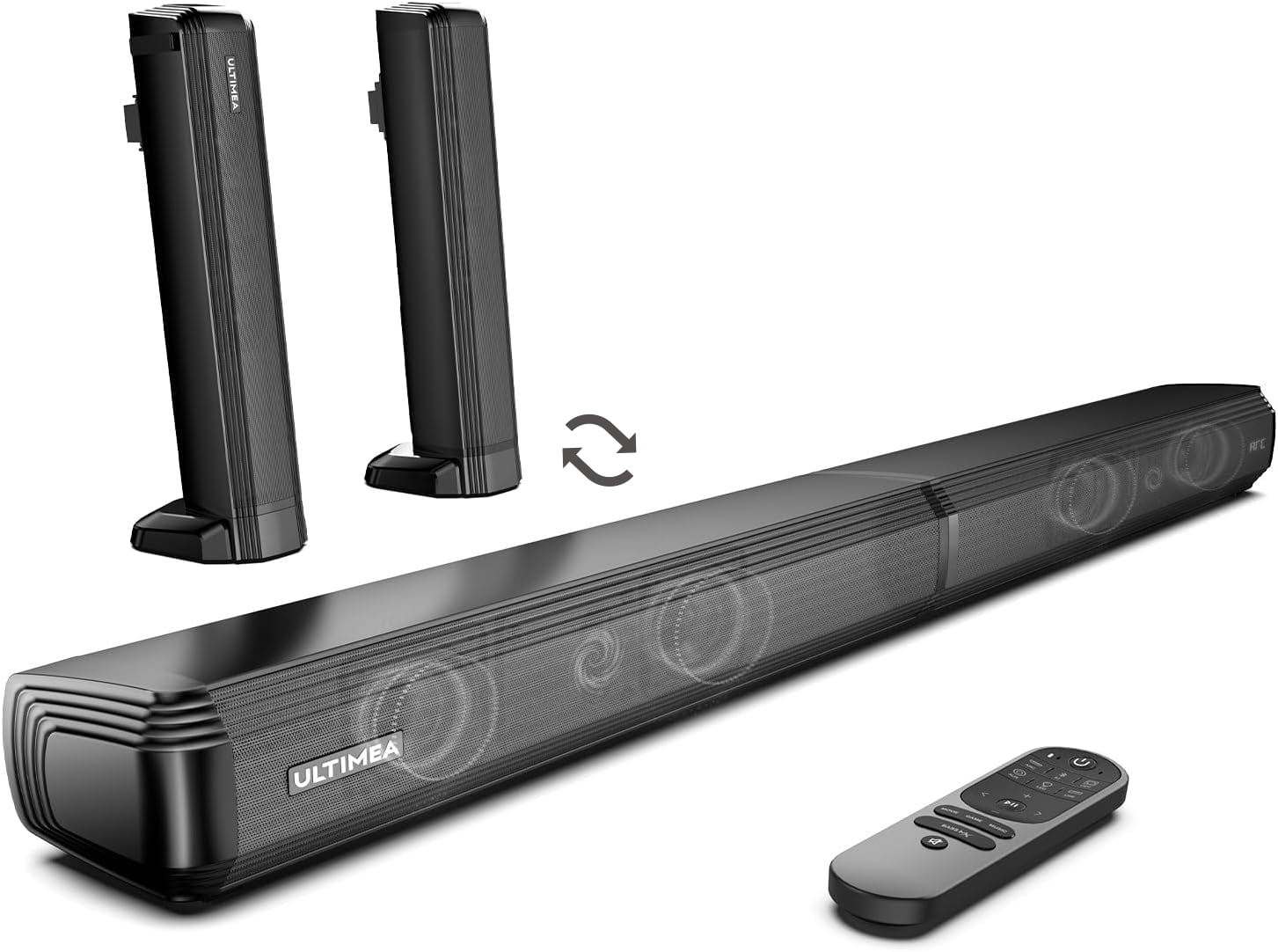 ULTIMEA 2.2ch Sound Bar for TV, Built-in Dual Subwoofer, 2 in 1 Separable Bluetooth 5.3 Soundbar , Bassmax Adjustable TV Surround Sound Bar