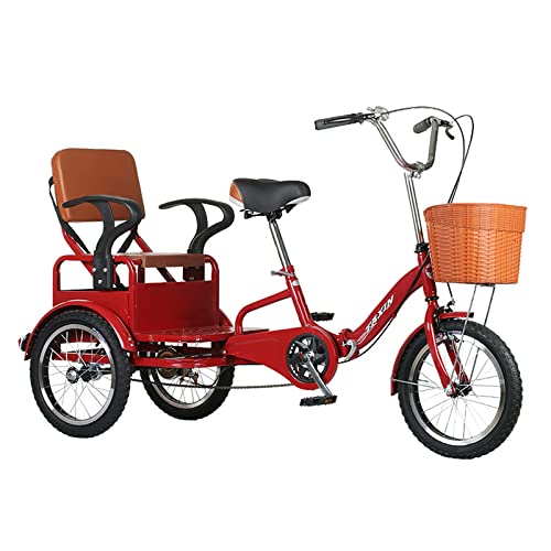 Outroad Adult Tricycle, 16 inch Cruiser Trike, Foldable Bicycle for Elderly 3 Wheel Bikes with Back,Cargo Basket and Comfortable Seat for Seniors