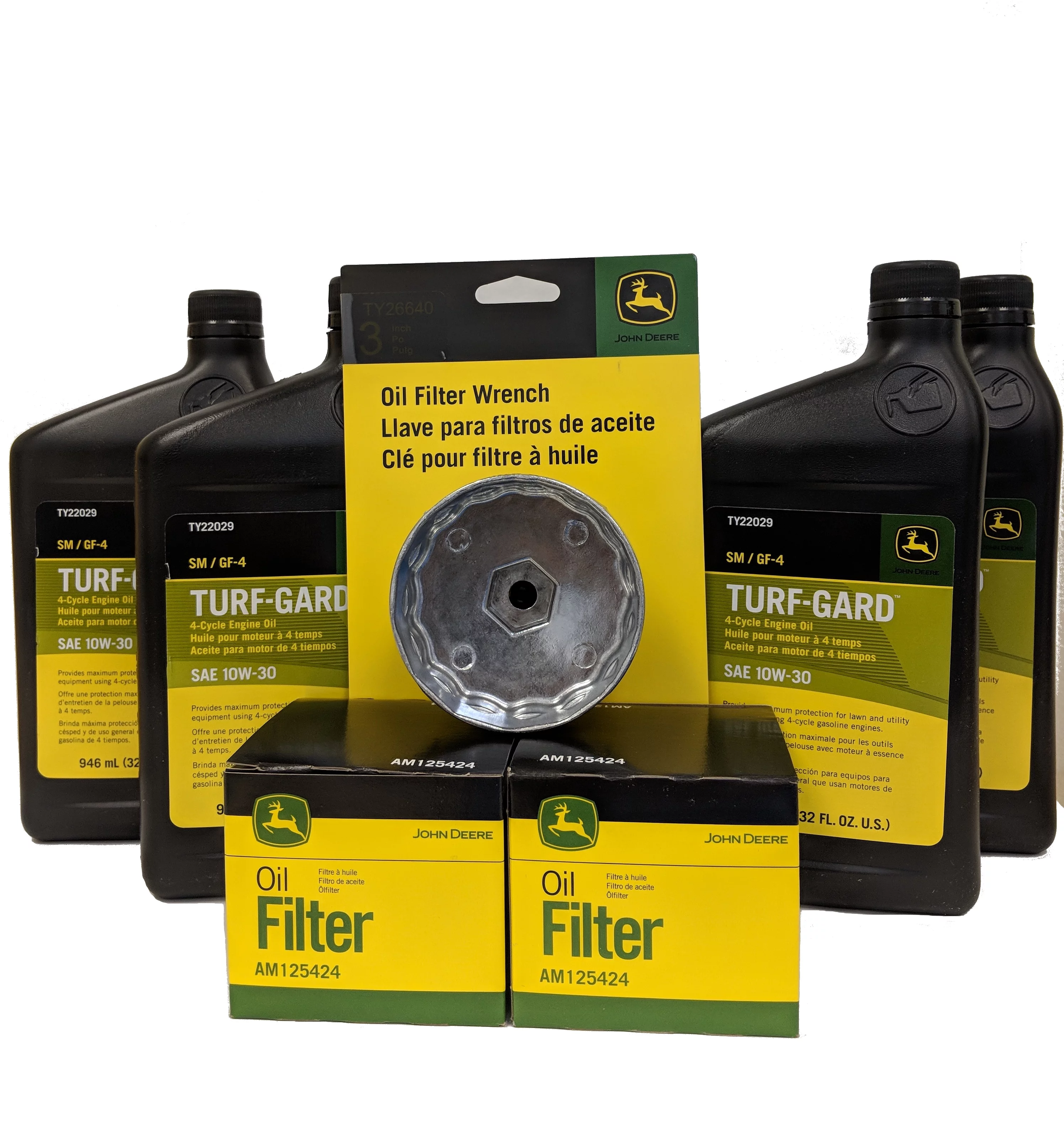 John Deere Double Oil Change Kit Including Oil Filter Wrench - (4) TY22029 + (2) AM125424 +TY26640 - Curated Treasures Market