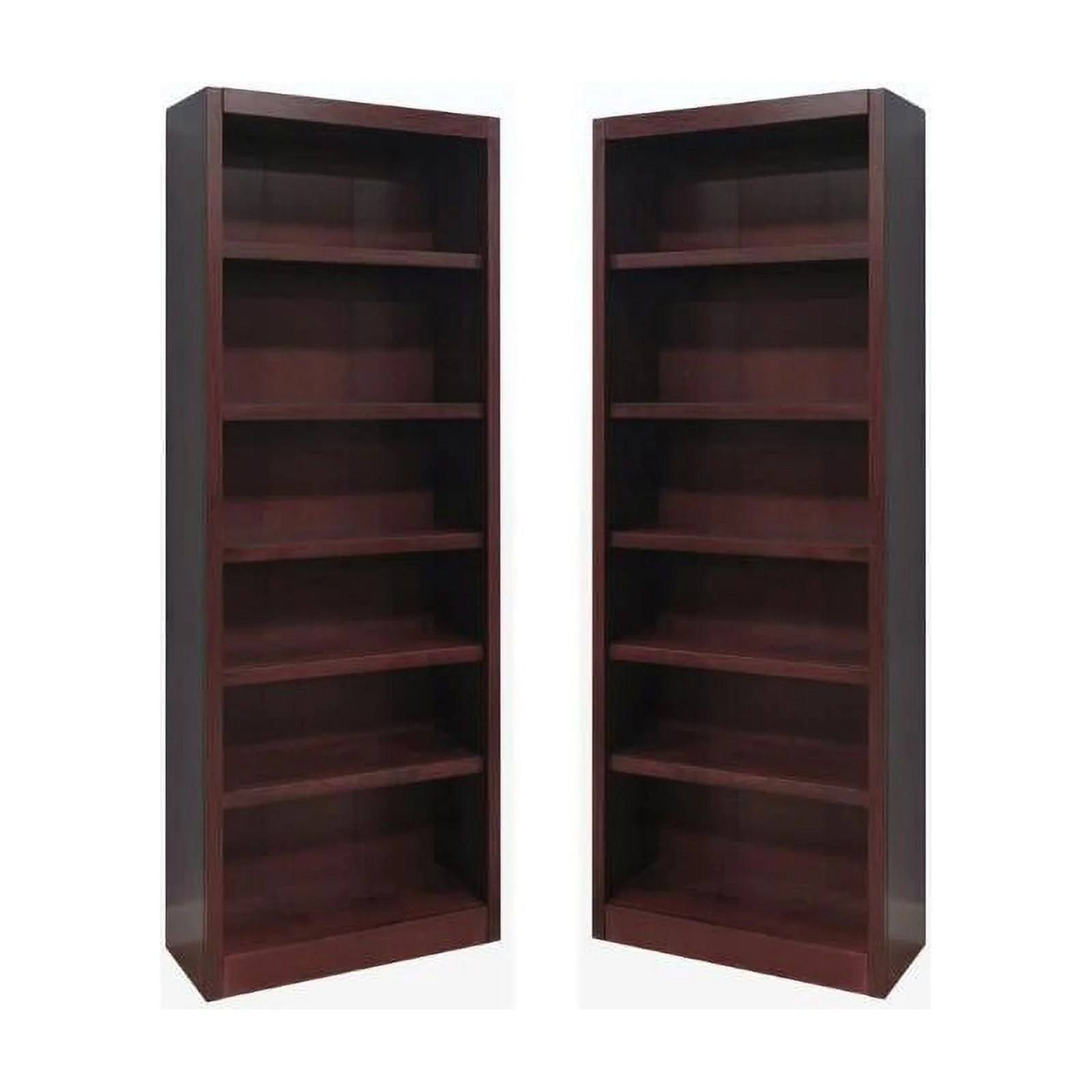 Home Square 2 Piece Solid Wood Bookcase Set with 6 Shelf in Cherry