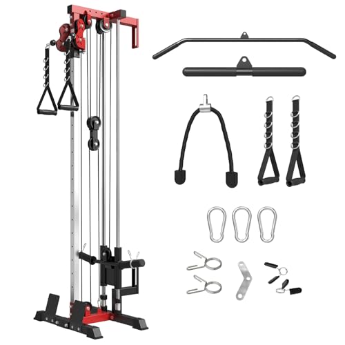 Mikolo Wall Mount Cable Station, Cable Crossover Machine with Dual Pulley System and 18 Adjustable Positions for Home Gym Fitness Equipment