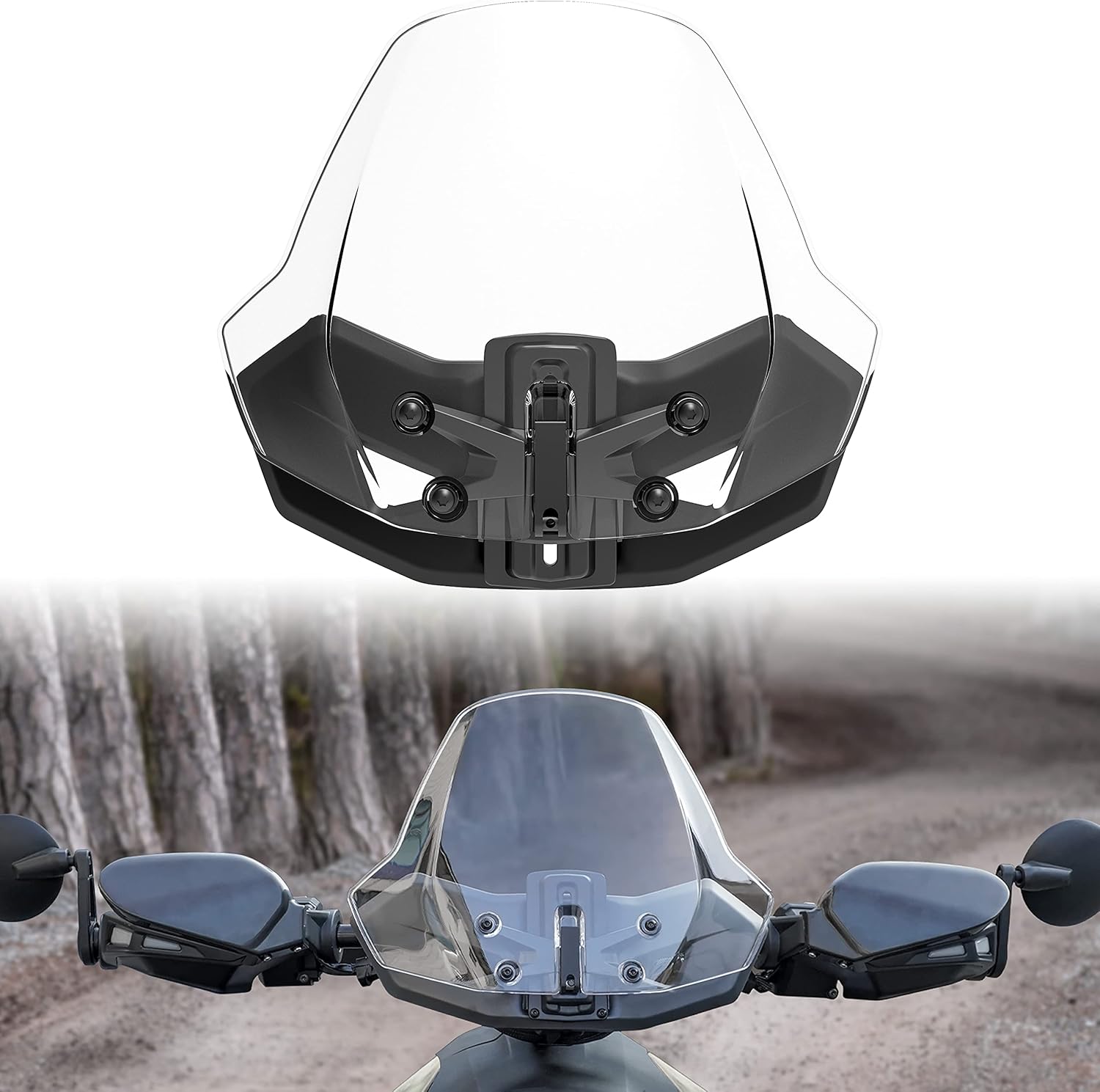 SAUTVS Front Windshield for Can-Am Ryker, Adjustable Front Translucent Clear Hard Coated Wind shield for Can Am Ryker All Models Accessories (1PCS
