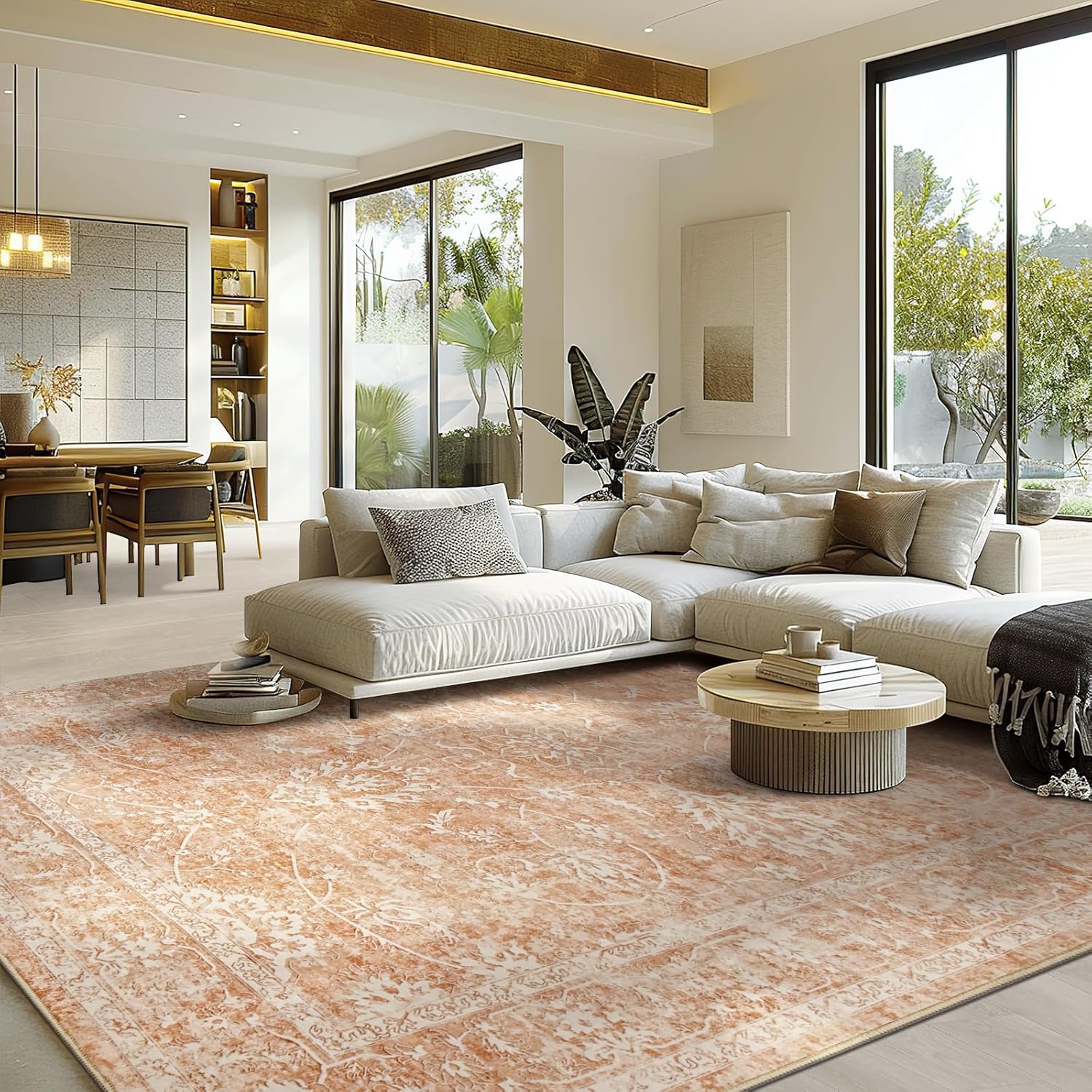 Madane 8x10 Area Rugs for Living Room, Anti-Slip Backing Area Rugs 8x10, Machine Washable Rugs 8x10, Soft Distressed 8x10 Rug