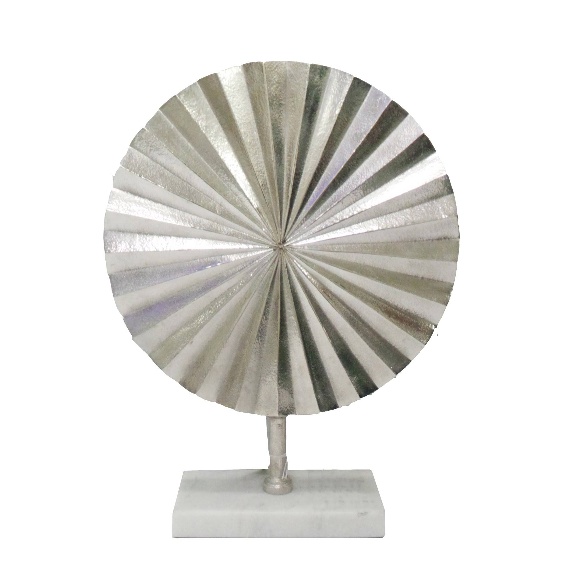 Sagebrook Home Fan Disk on Marble Base, Silver