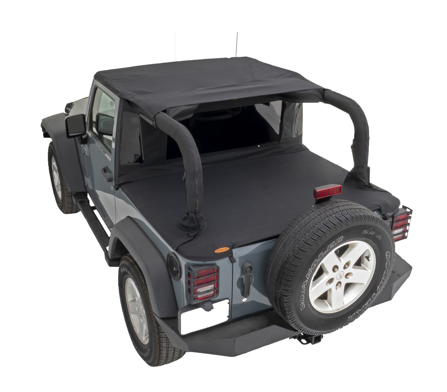 Bushwacker by RealTruck Trail Armor Twill Flat Back Soft Top | Black, Twill | 15235 | Compatible with 2007-2018 Jeep Wrangler w/ 2 Doors