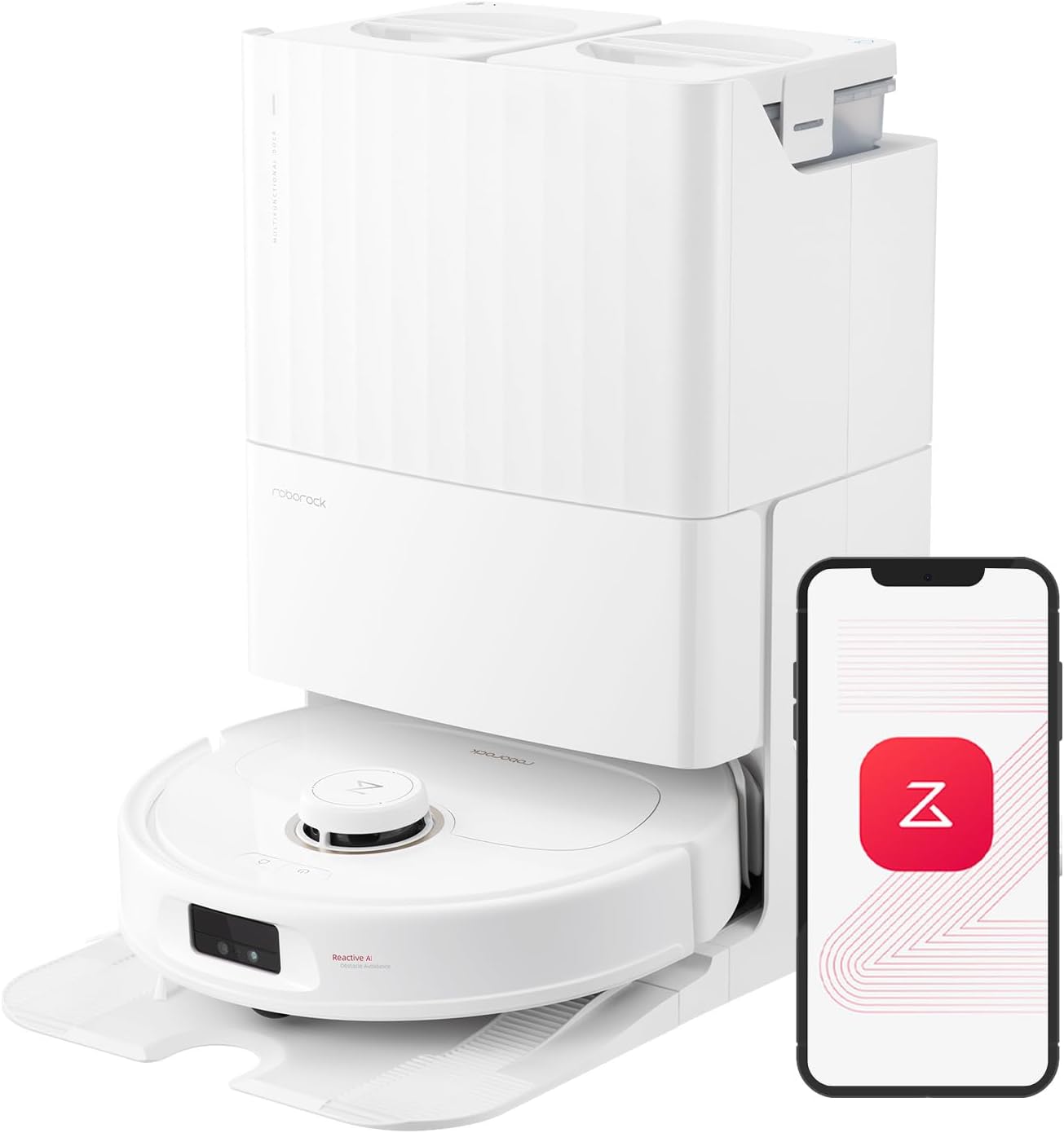 roborock Qrevo MaxV Robot Vacuum and Mop, FlexiArm Design, Hot Water Re-Wash & Re-Mop, Auto-Drying, Self-Emptying, 7000Pa Suction