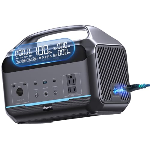 Portable Power Station, Outdoor 288Wh(90,000mAh) LiFePO4 Battery, 600W(1200W Surge) AC Outlets, 1.7H Fast Charging Solar Generator for Camping