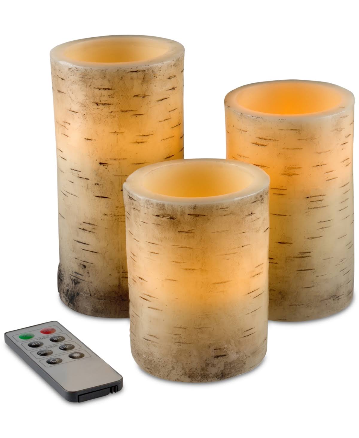 Lavish Home 3 Piece Flameless Birch Bark LED Candle Set