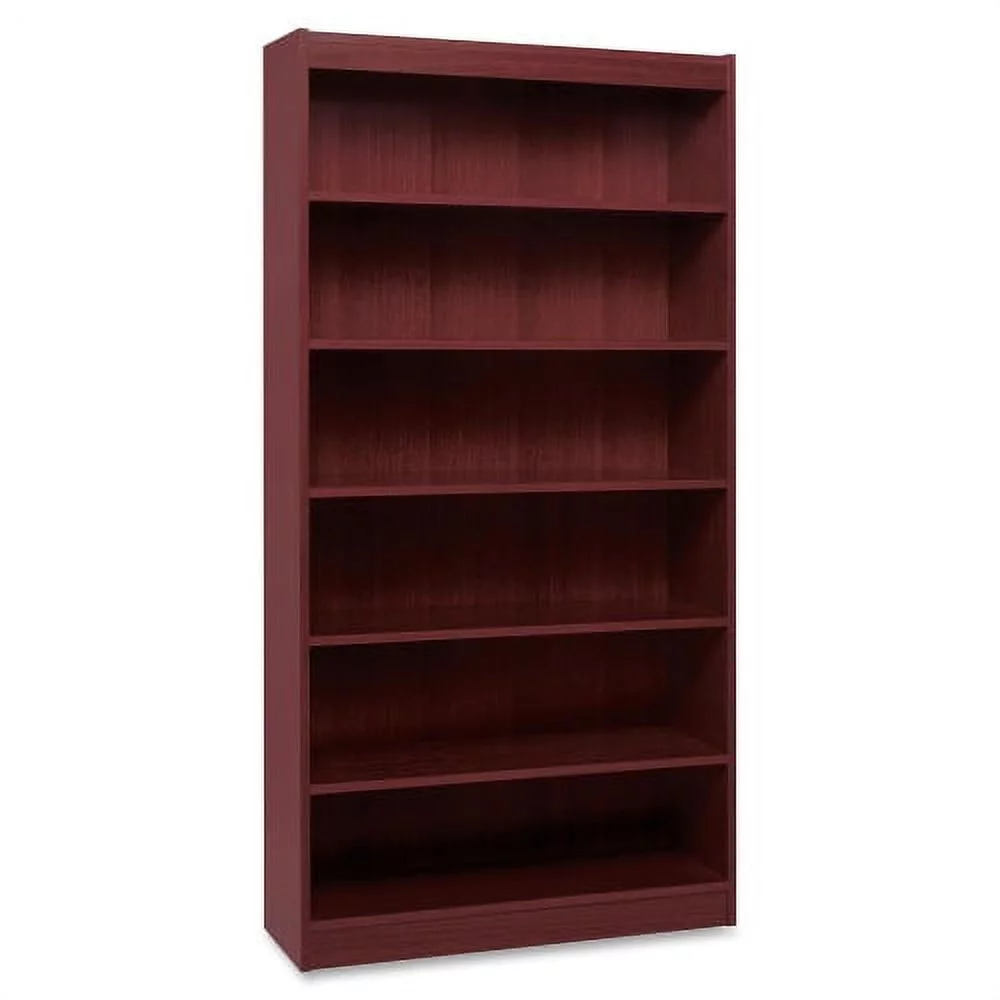 Lorell Panel End Hardwood Veneer Bookcase 36" x 12" x 72" - 6 x Shelf(ves) - 660 lb Load Capacity - Mahogany - Laminate - Wood - Assembly Required