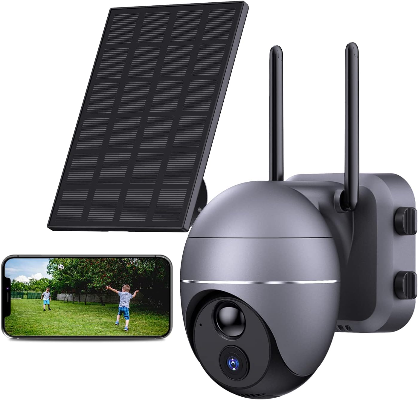 Wireless Security Camera Outdoor, 1080P Solar Powered WiFi Cameras, Rechargeable Solar Outdoor Camera with PIR Motion Detection, 2-Way Audio