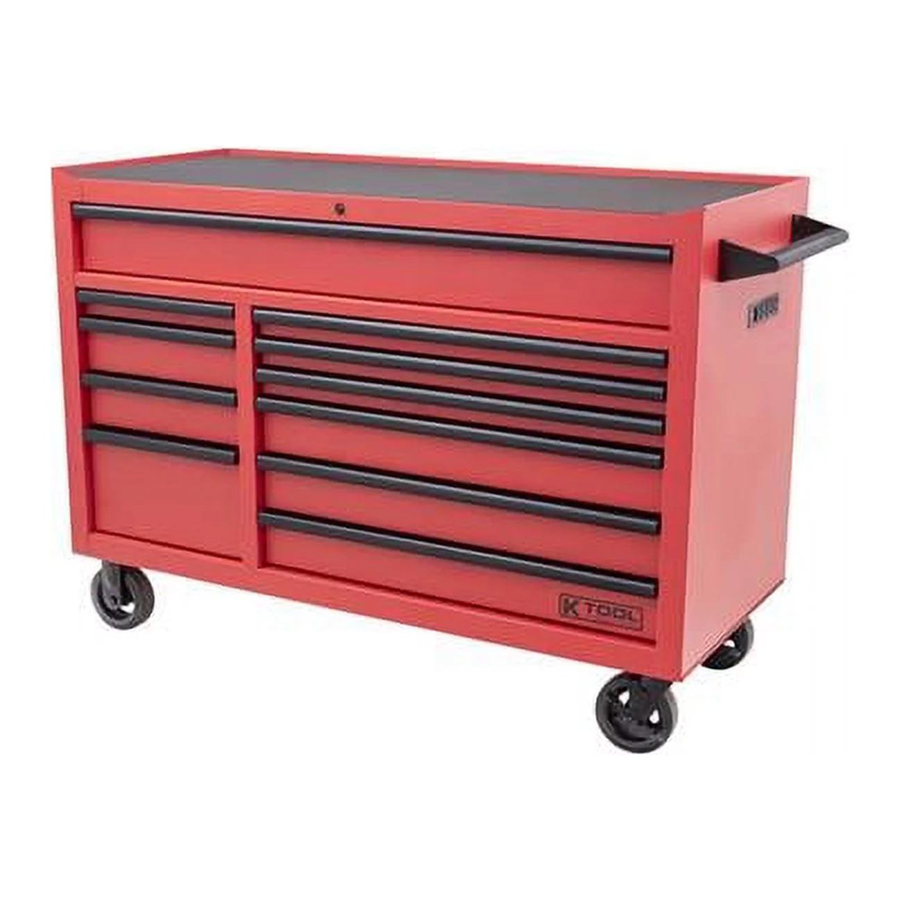 K Tool International KTI75137 55 in. 1200 lbs Premium 11 Drawer Double Bay Tool Box, Matte Red - Curated Treasures Market
