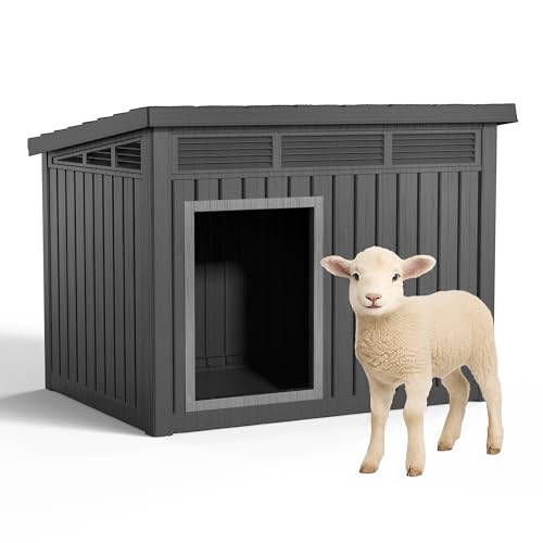 DRATO Outdoor Dog and Goat House - Resin All-Weather Dog House Outdoor, Durable Dog Kennel Outside for Backyard, Farm, Pasture