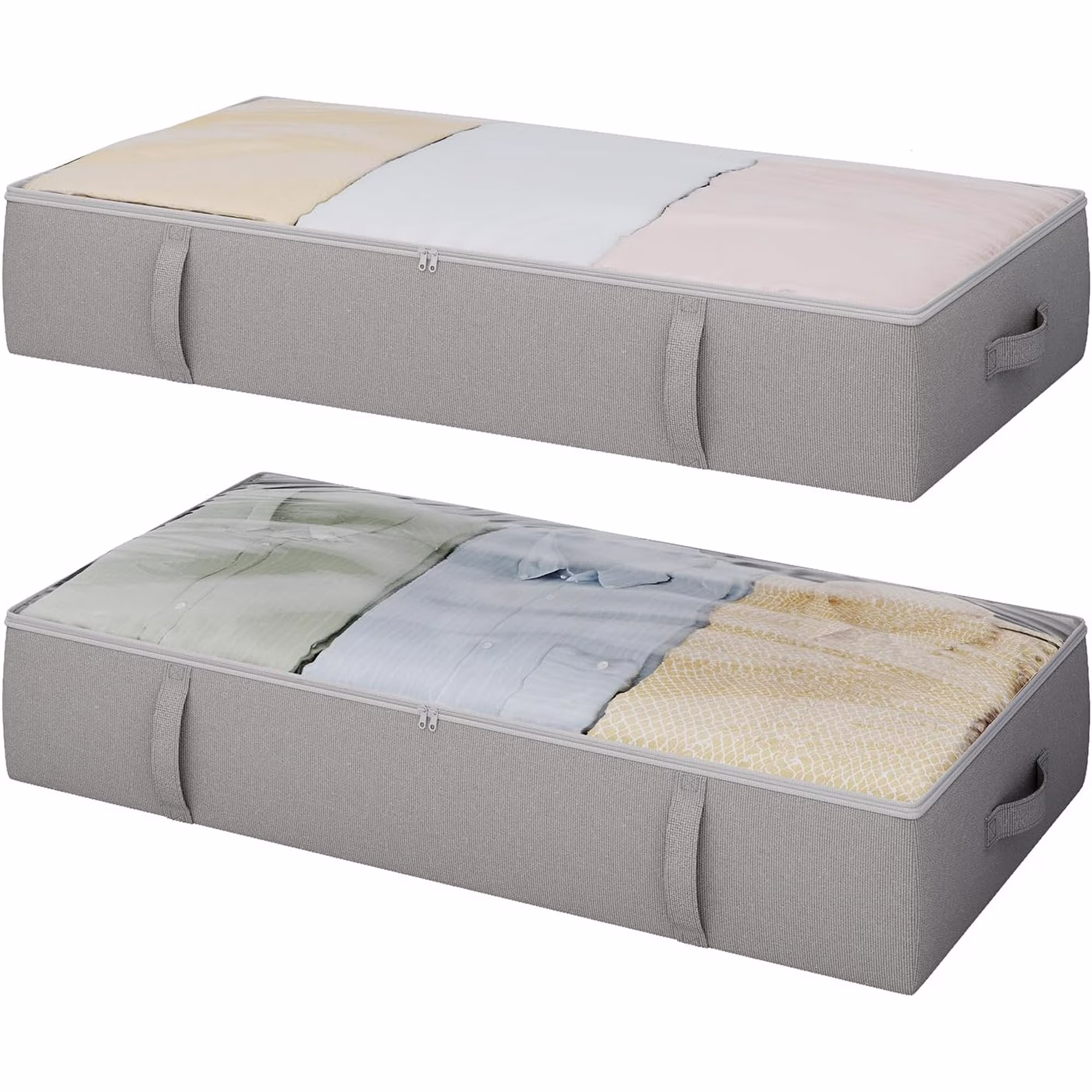 2-Pack Under Bed Storage Containers, 6 Inches Tall Underbed Clothes Storage Organizer Bin with Sturdy Sidewalls/Bottom