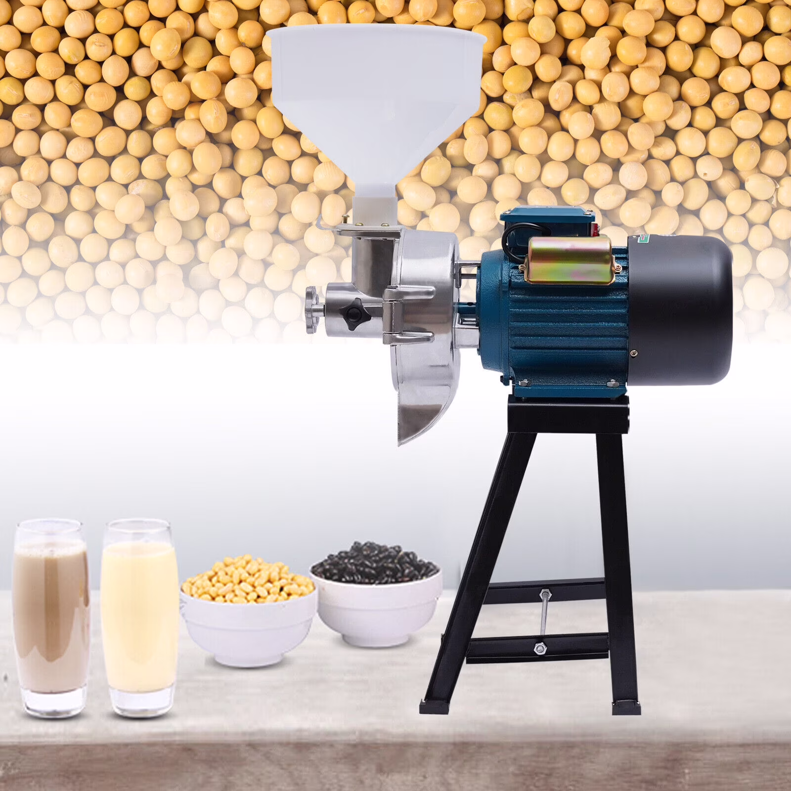 Fichiouy 2200W Electric Grinder Mill Grain Rice Corn Wheat Feed/Flour Wet Cereal Machine
