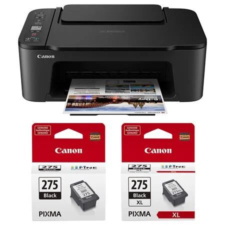 PIXMA TS3520 Wireless All-In-One Color Inkjet Printer, Black, Bundle with PG-275 and PG-275 XL Black Ink Cartridge - Curated Treasures Market