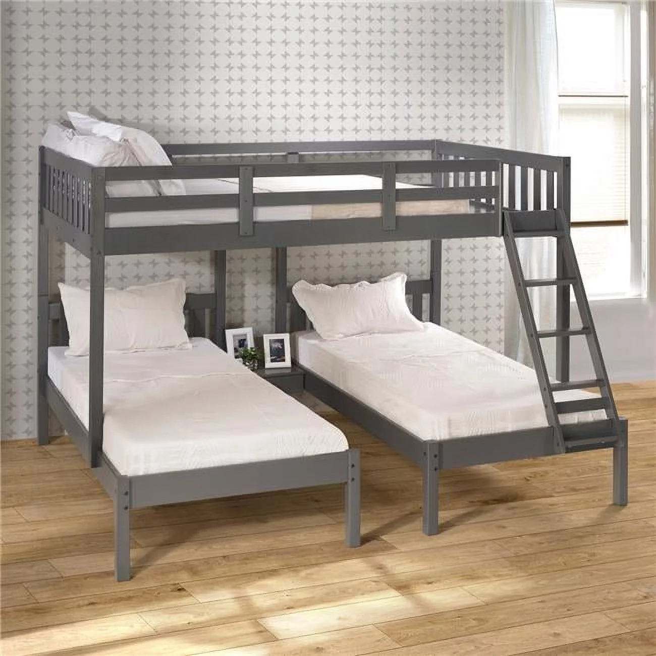 PD-2332FTTDG Full Over Double Twin Bunk Bed, Dark Grey