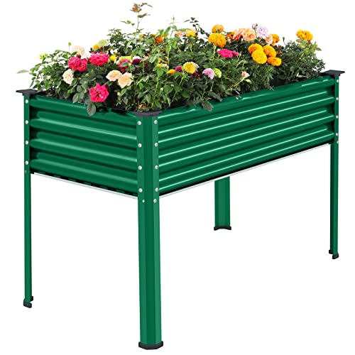 Land Guard Galvanized Raised Garden Bed with Legs, Galvanized Planter Raised Garden Boxes Outdoor