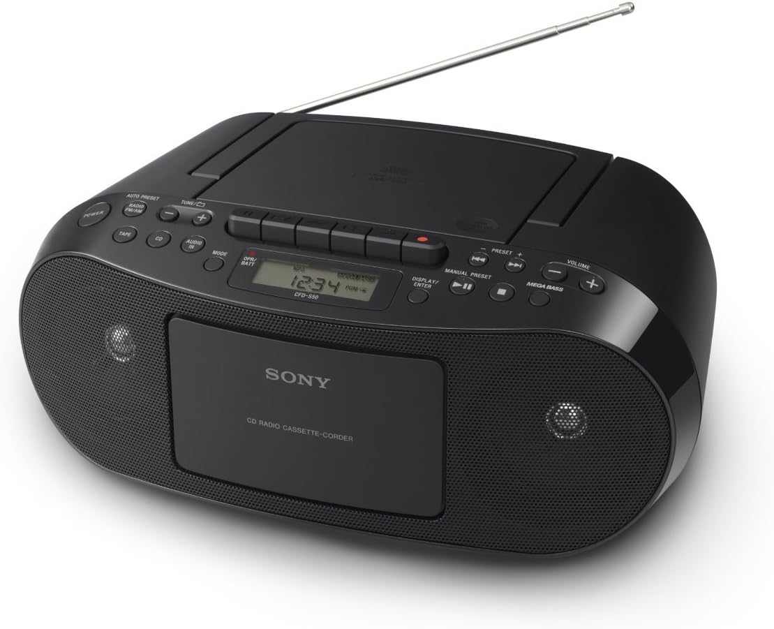 Sony CFDS50 Portable CD, Cassette & AM/FM Radio Boombox-(Renewed)