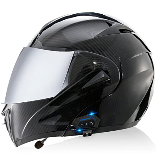Bluetooth Full Face Motorcycle Helmet, Integrated Smart Bluetooth Modular Helmet, DOT/ECE Approved, Anti Fog Dual Visors Flip up Front Helmet