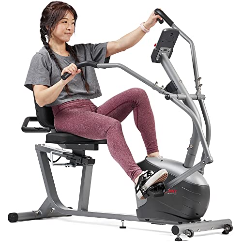 Sunny Health & Fitness Smart Recumbent Bike, Full-Body Home Training with Arm/Leg Exercisers