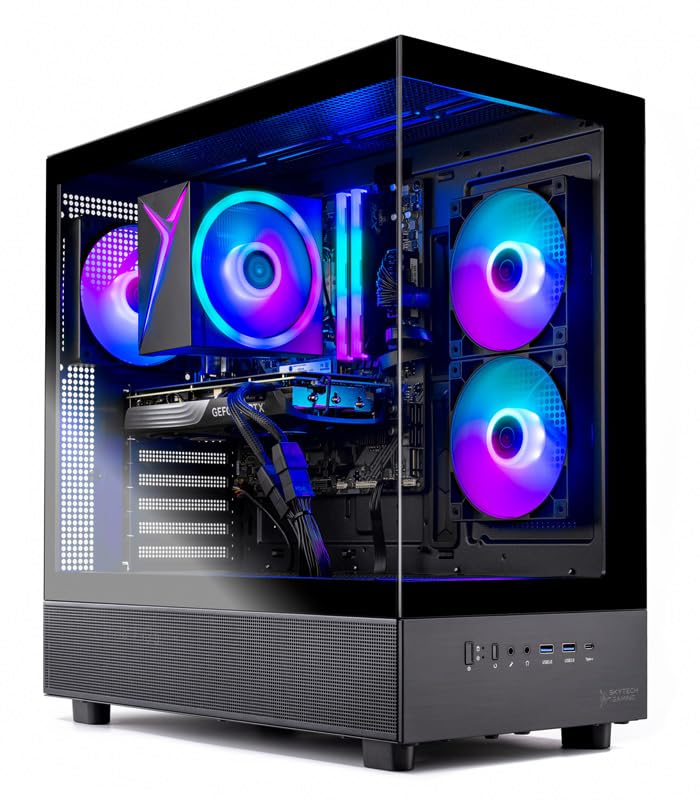 Skytech Gaming Azure 3 Desktop PC, Ryzen 5 9600X 3.9 Ghz (5.4GHz Turbo), NVIDIA RTX 5060 Ti 16GB, 1TB Gen4 NVMe SSD, 16GB DDR5 RAM 5200