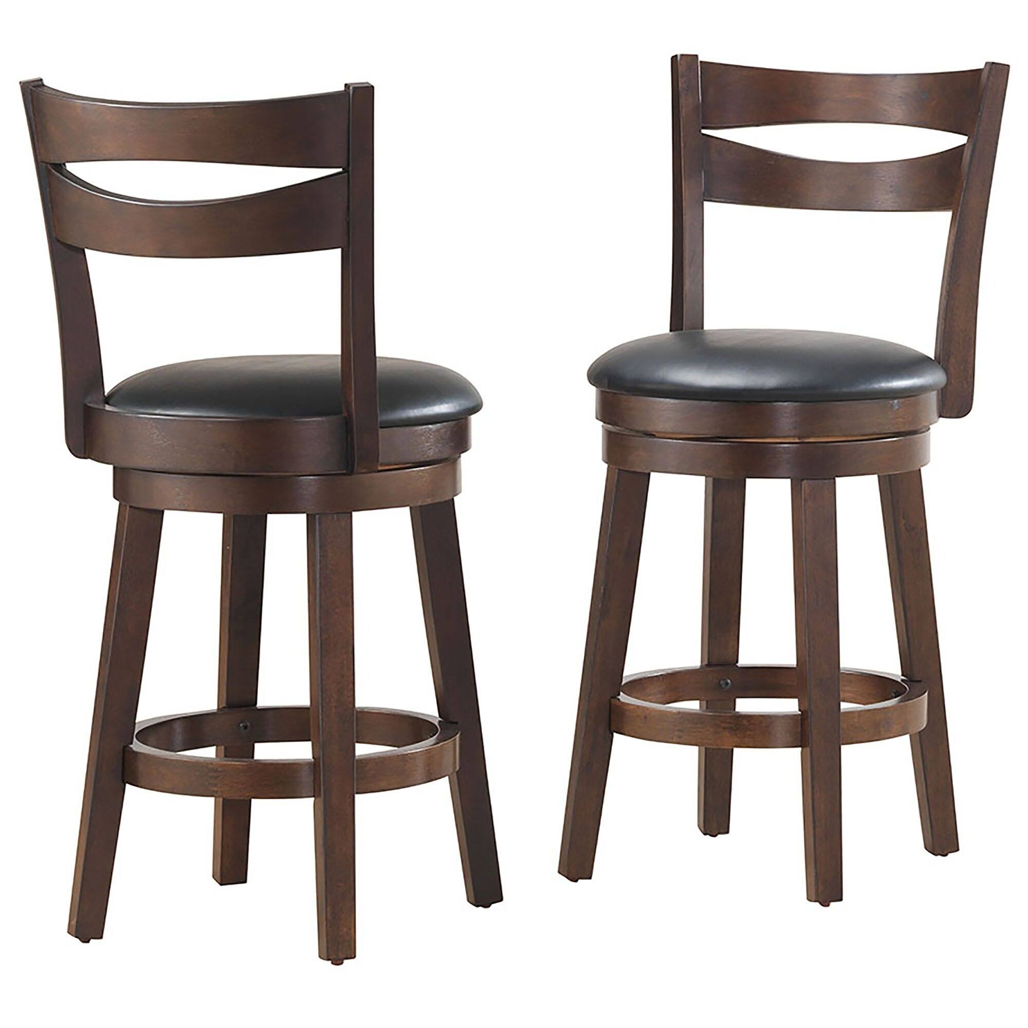 Set of 2 Black and Brown Solid Swivel Counter Stools 39.50x22