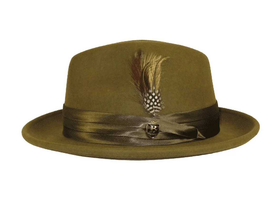 Mens Bruno Capelo Hat Australian Wool Crushable Fedora Giovani Olive Green UN111 - Curated Treasures Market