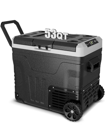Car Fridge Portable 12 Volt Refrigerator - 53 Quart(50L) Electric Cooler with 12/24V DC&110-240V AC for Truck Van RV Camper SUV