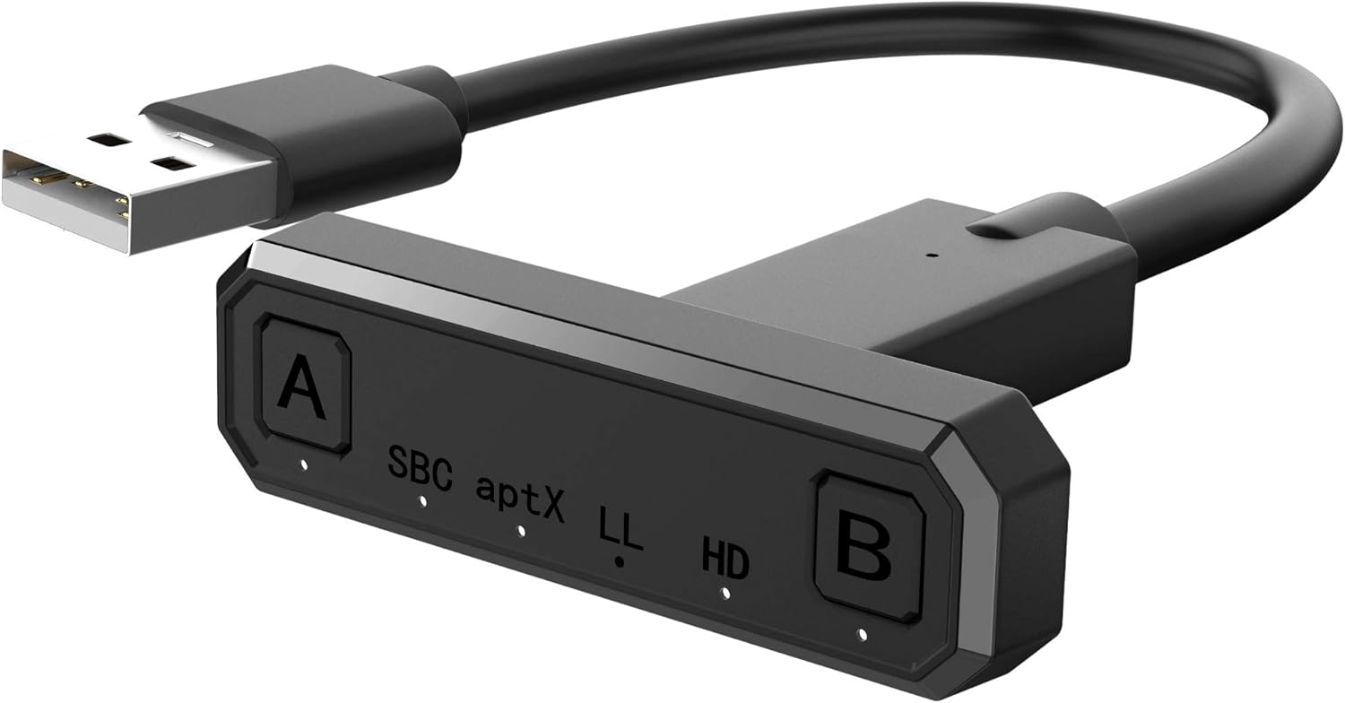 Bluetooth 5.0 Transmitter Receiver for TV PC, 2-in-1 Wireless Bluetooth Adapter with Display Screen