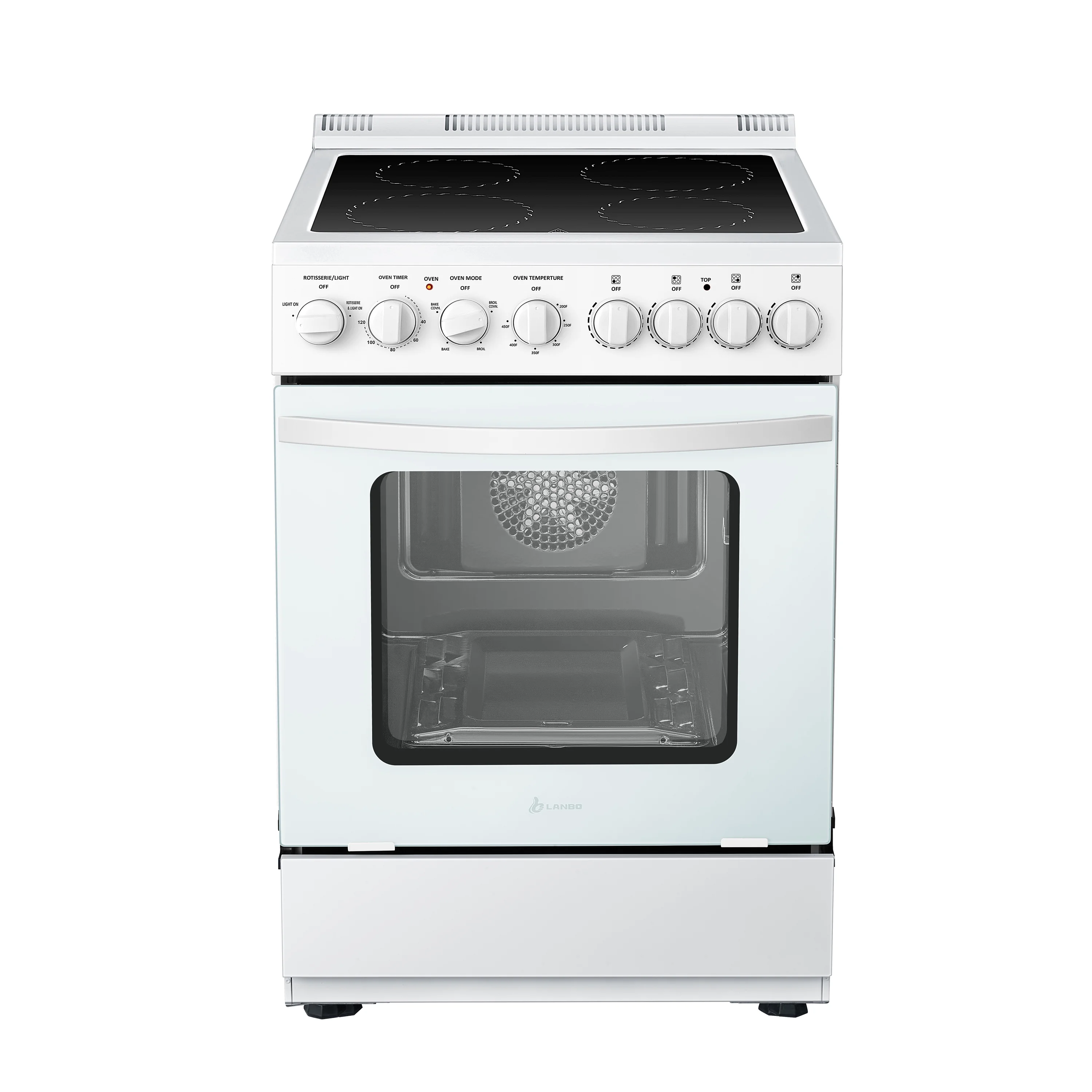 Lanbo 24 inch 2.9 Cu.ft. Freestanding Electric Range with Rotisserie and Convection Oven - Curated Treasures Market