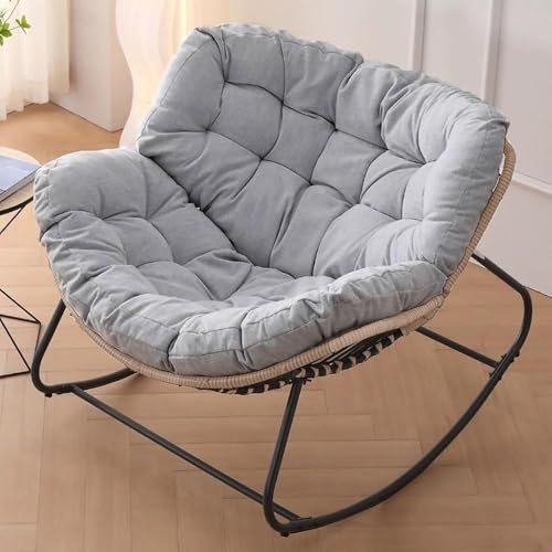 Outdoor/Indoor Rocking Chair,Papasan Chair,Outdoor Patio Porch Furniture,Rattan Wicker Lounge Chair Indoor