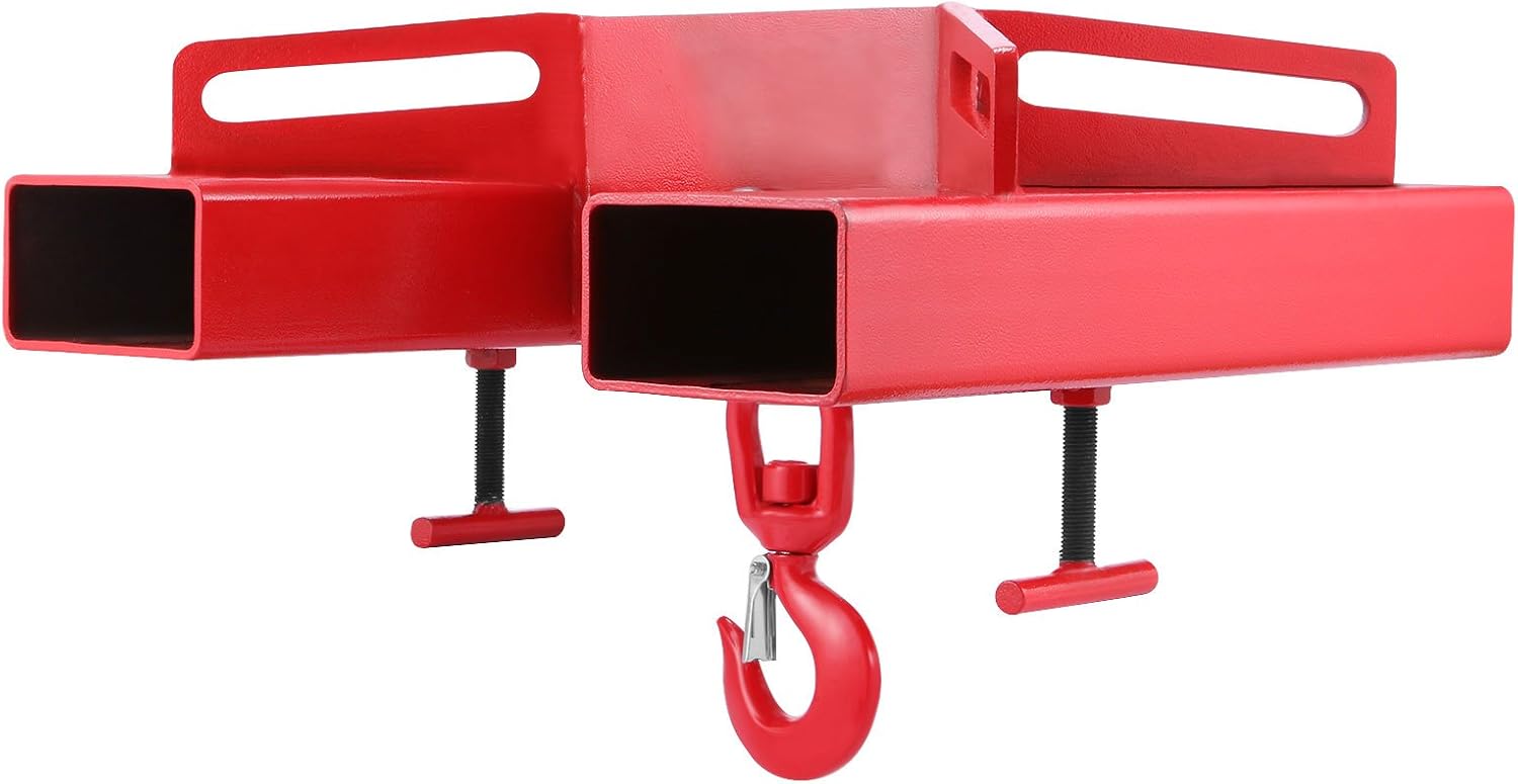 Mophorn Forklift Lifting Hook, 6600lbs Capacity Forklift Lifting Hoist, Red Forklift Mobile Crane with Swivel Hook and Two Large T-Screws