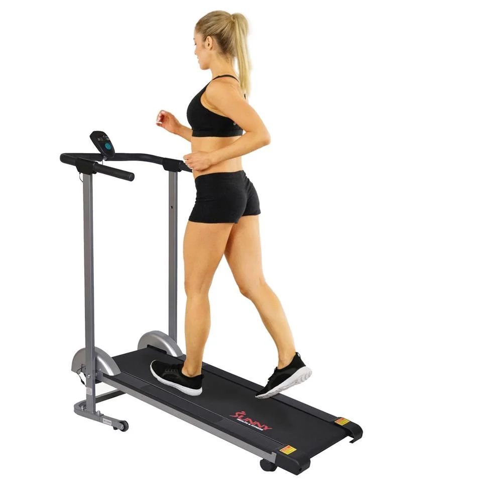Sunny Health & Fitness Manual Treadmill - Compact Foldable Exercise Machine for Running and Cardio Training, SF-T1407M