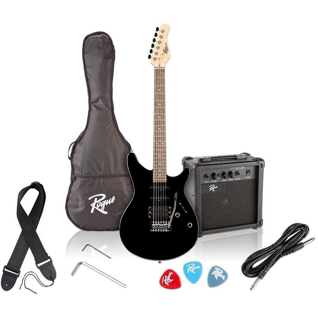 Rogue Rocketeer Black Electric Guitar Pack - Megean