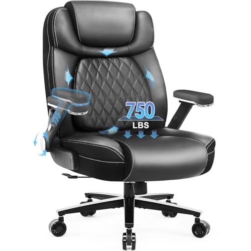750lbs Big and Tall Office Chair,Heavy Duty Office Chairs,Executive Computer Desk Chair Work Chairs, Thick Padded Strong Metal Base Quiet Wheels
