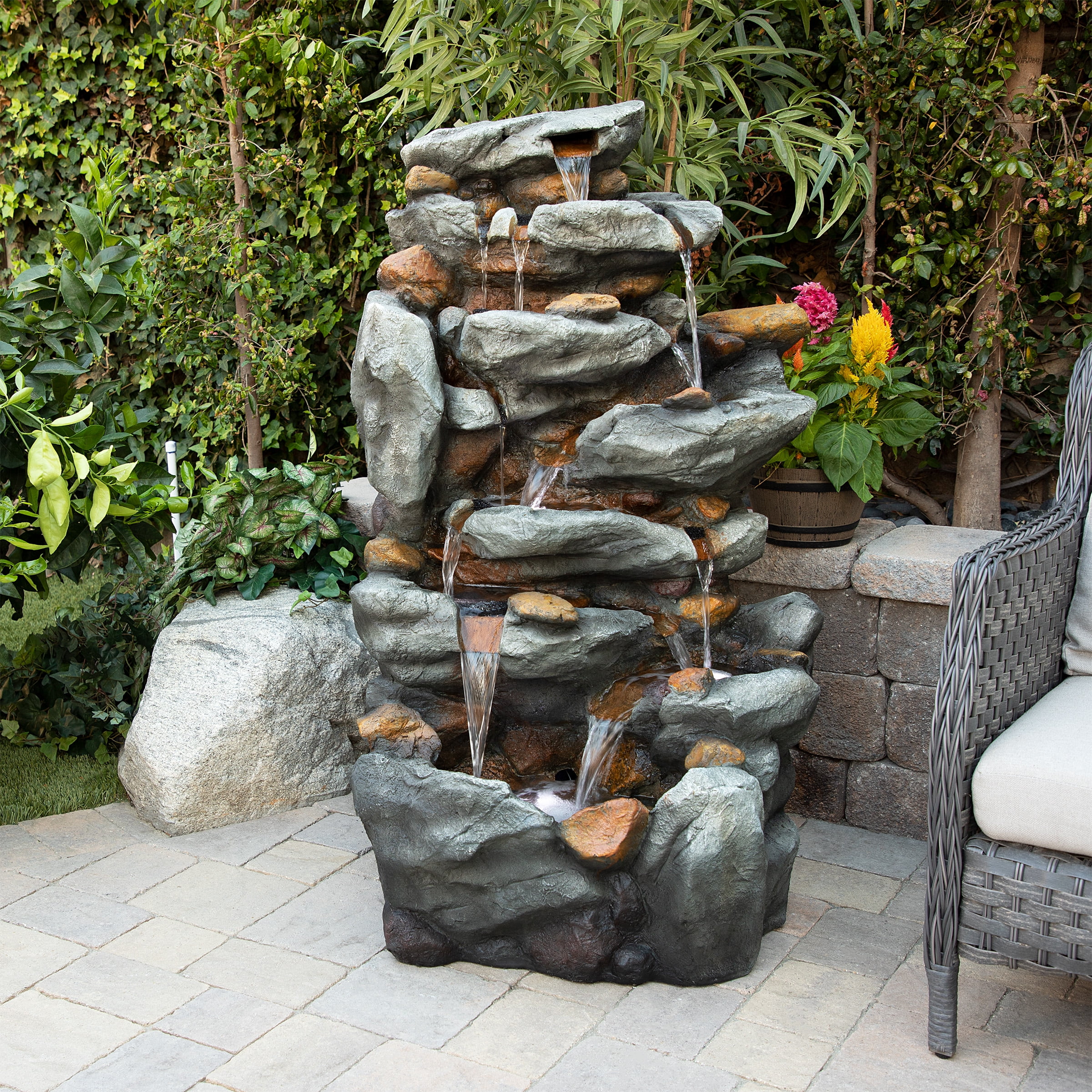 Alpine Corporation 8-Tier Rock Water Fall Fountain, 50 Inch Tall - Curated Treasures Market