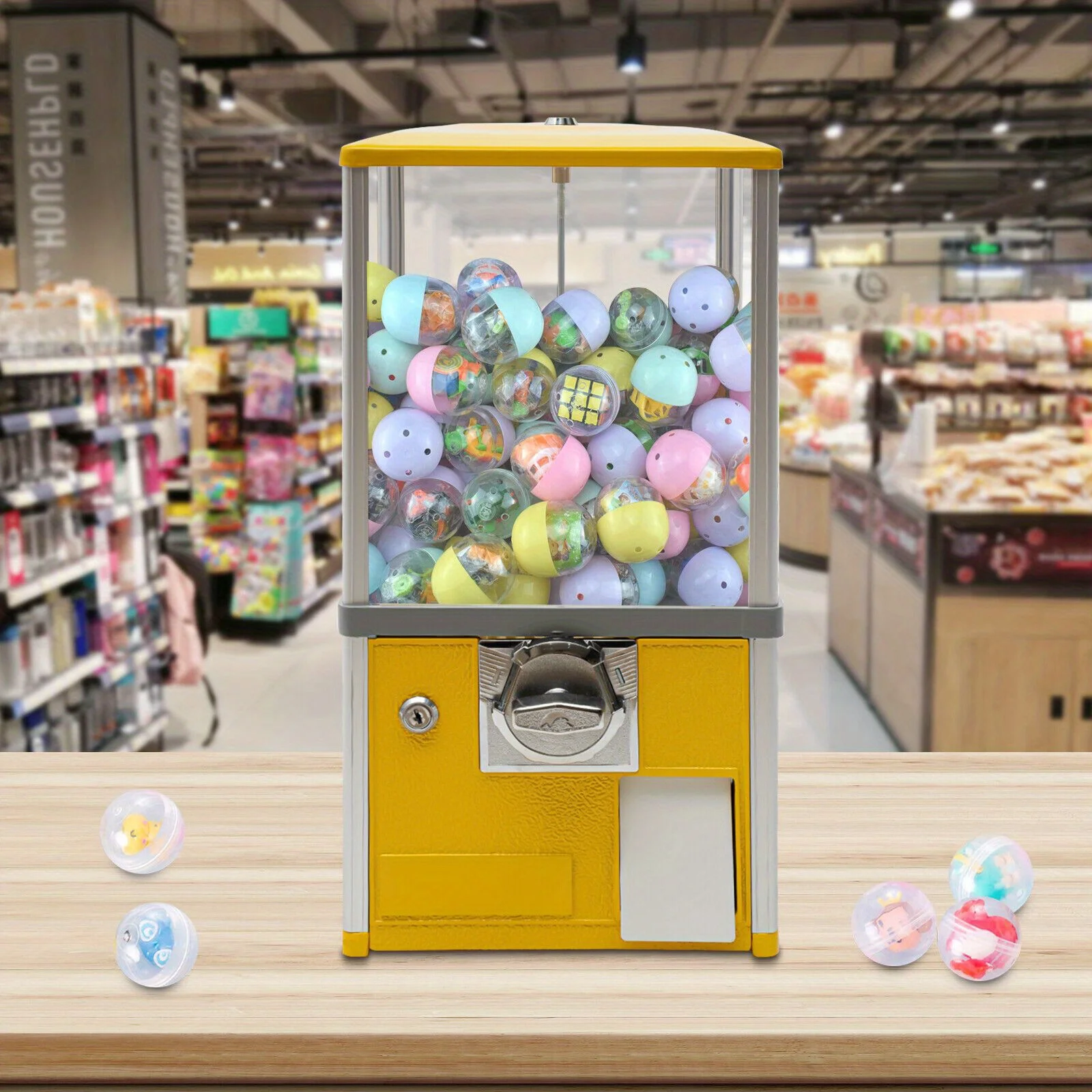 Gumball Machine for Kids, 25" Height Home Vending Machine, PS Bouncy Balls Dispenser, Hold 230 Capsule Toys