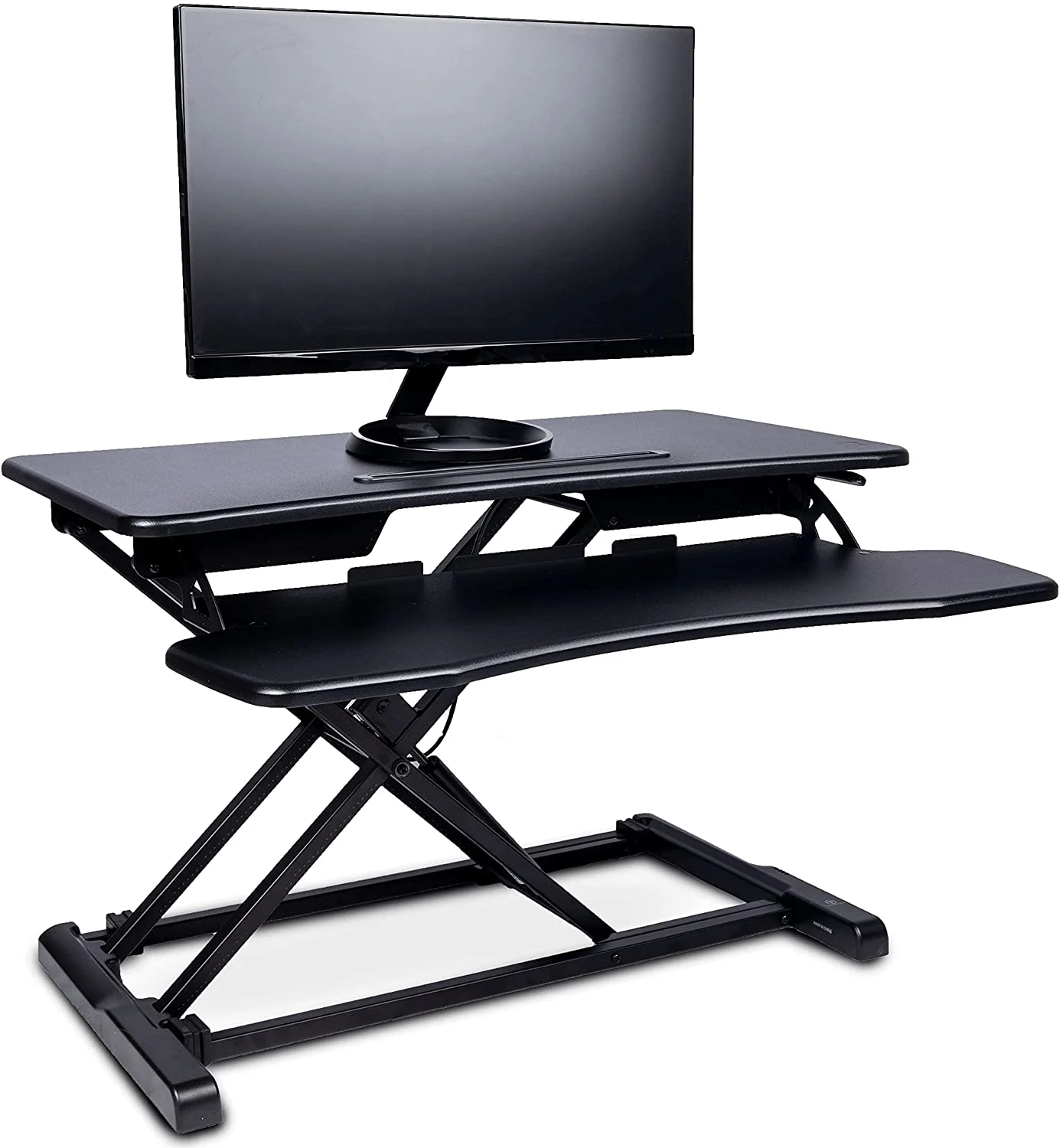 TechOrbits Standing Desk Converter, 32-inch Height Adjustable, MDF Wood, Sit-to-Stand Desk Risers for Dual Monitor Workstation