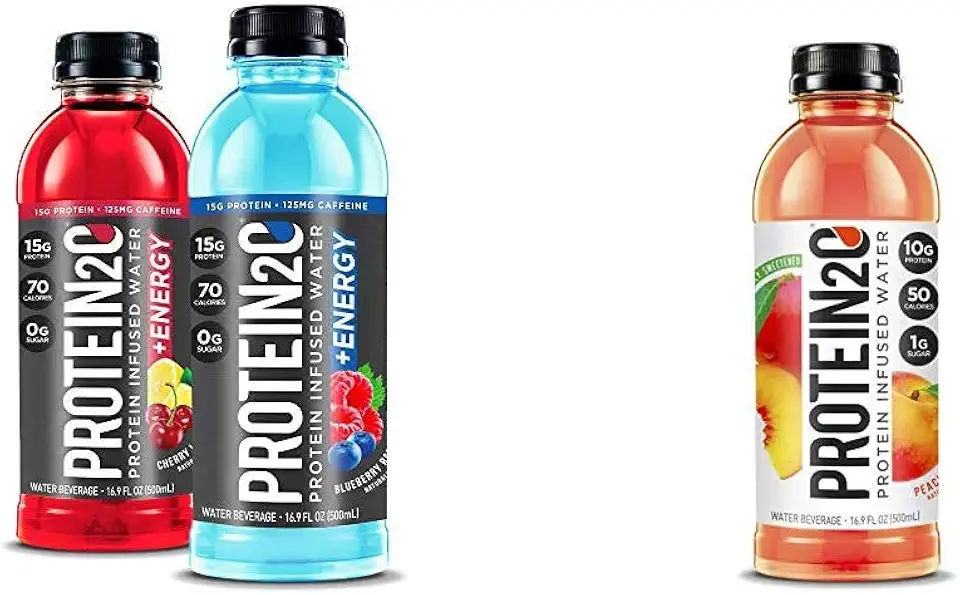 Protein2o Whey Protein Infused Water Variety Pack, Peach Mango and More Flavors, 16.9 oz Bottle (12 Count) - Kansas Nuitrition - HNZSDS