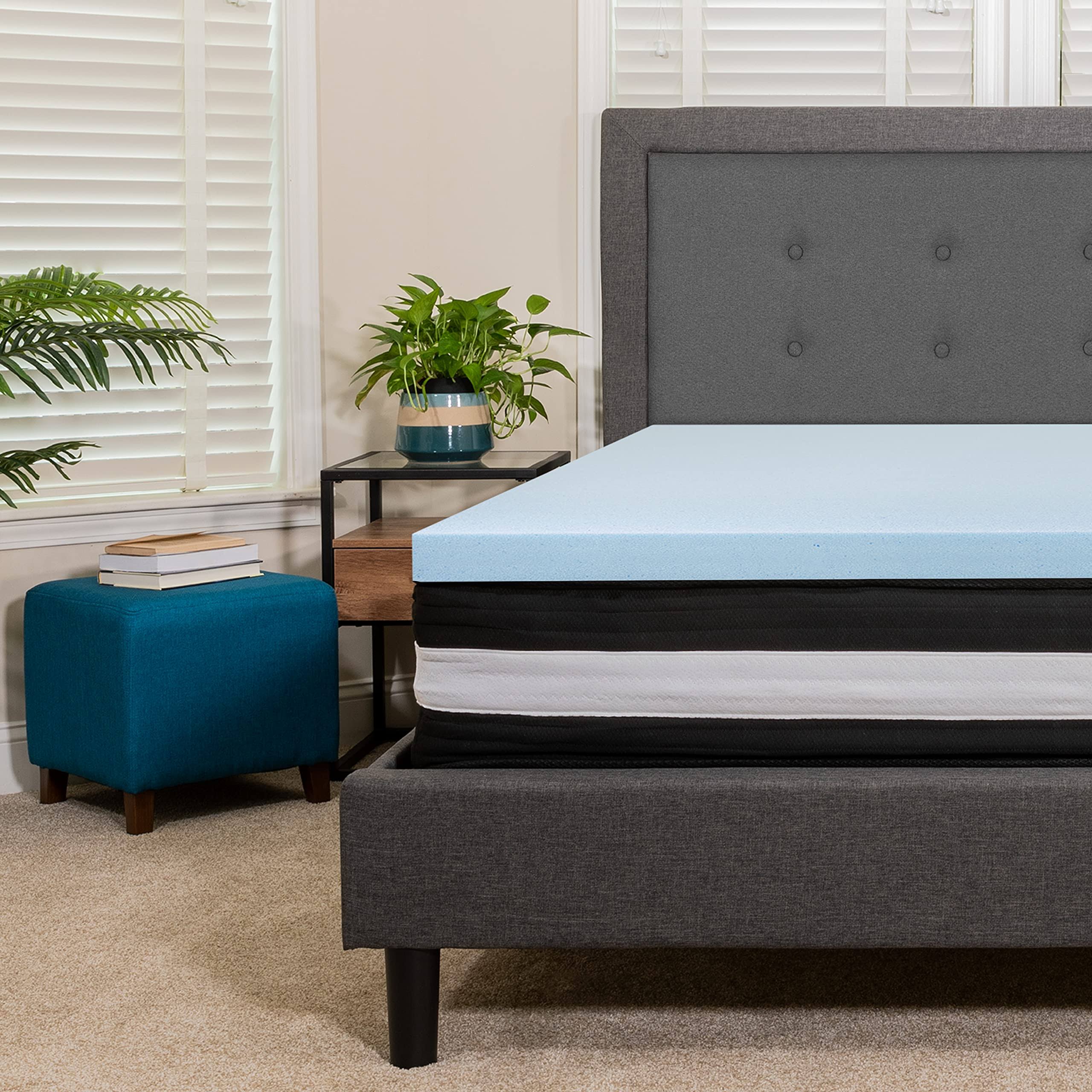 Capri Comfortable Sleep Twin 12 inch CertiPUR-US Certified Foam Pocket Spring Mattress u0026 3 inch Gel Memory Foam Topper Bundl