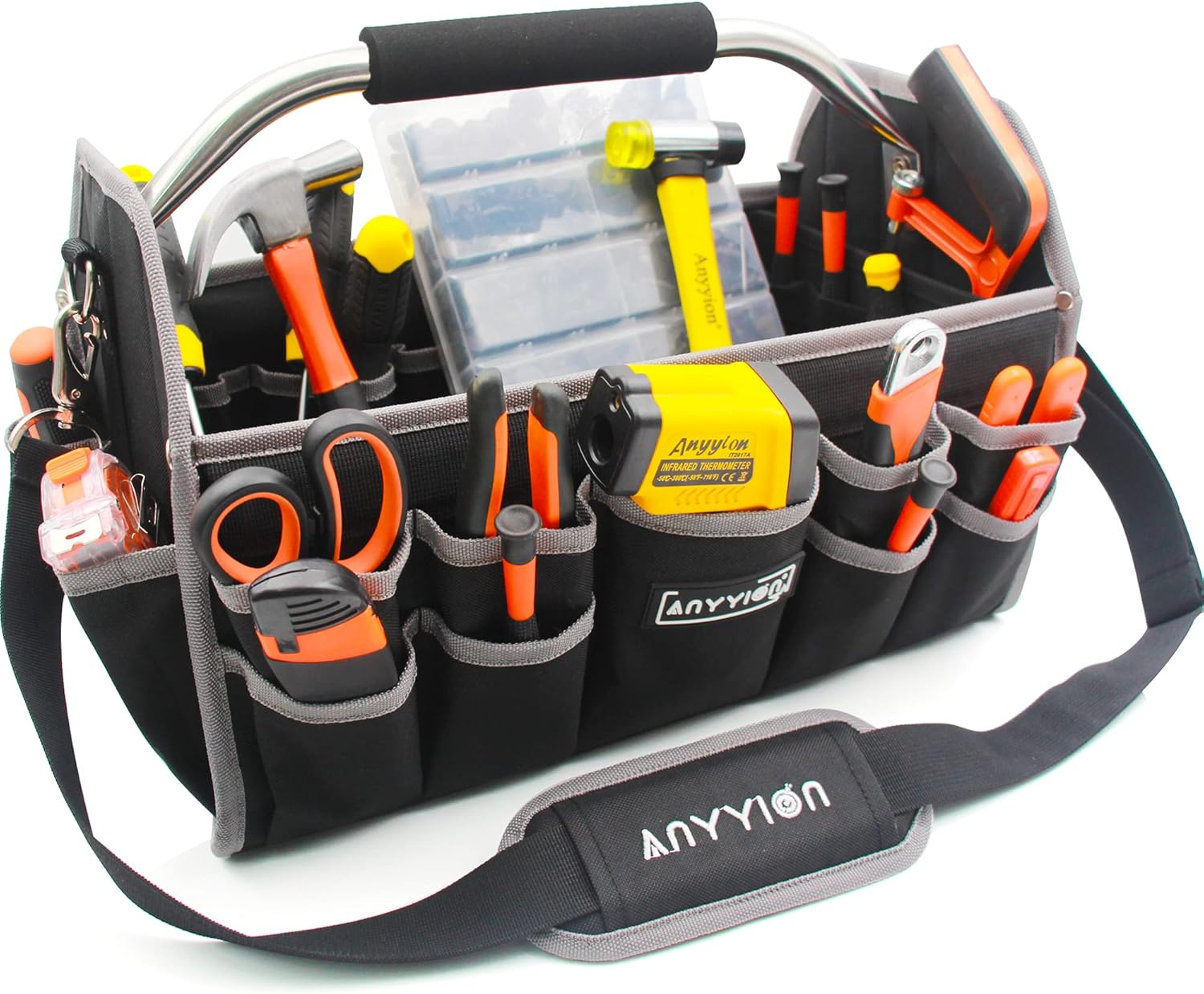 Anyyion 16.5in Tool Bag, Electrician Tool Bag, Open Top Tool Bags, Many Pockets Can Hold Many Tools, More Convenient to Carry Tools