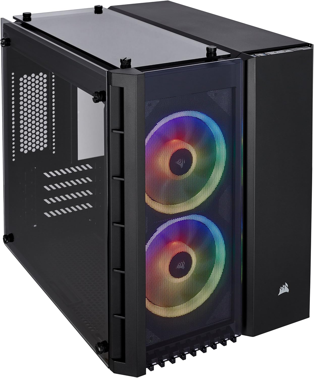 CORSAIR Crystal 280X RGB Micro-ATX Case, 2 RGB Fans, Lighting Node PRO Included, Tempered Glass - White
