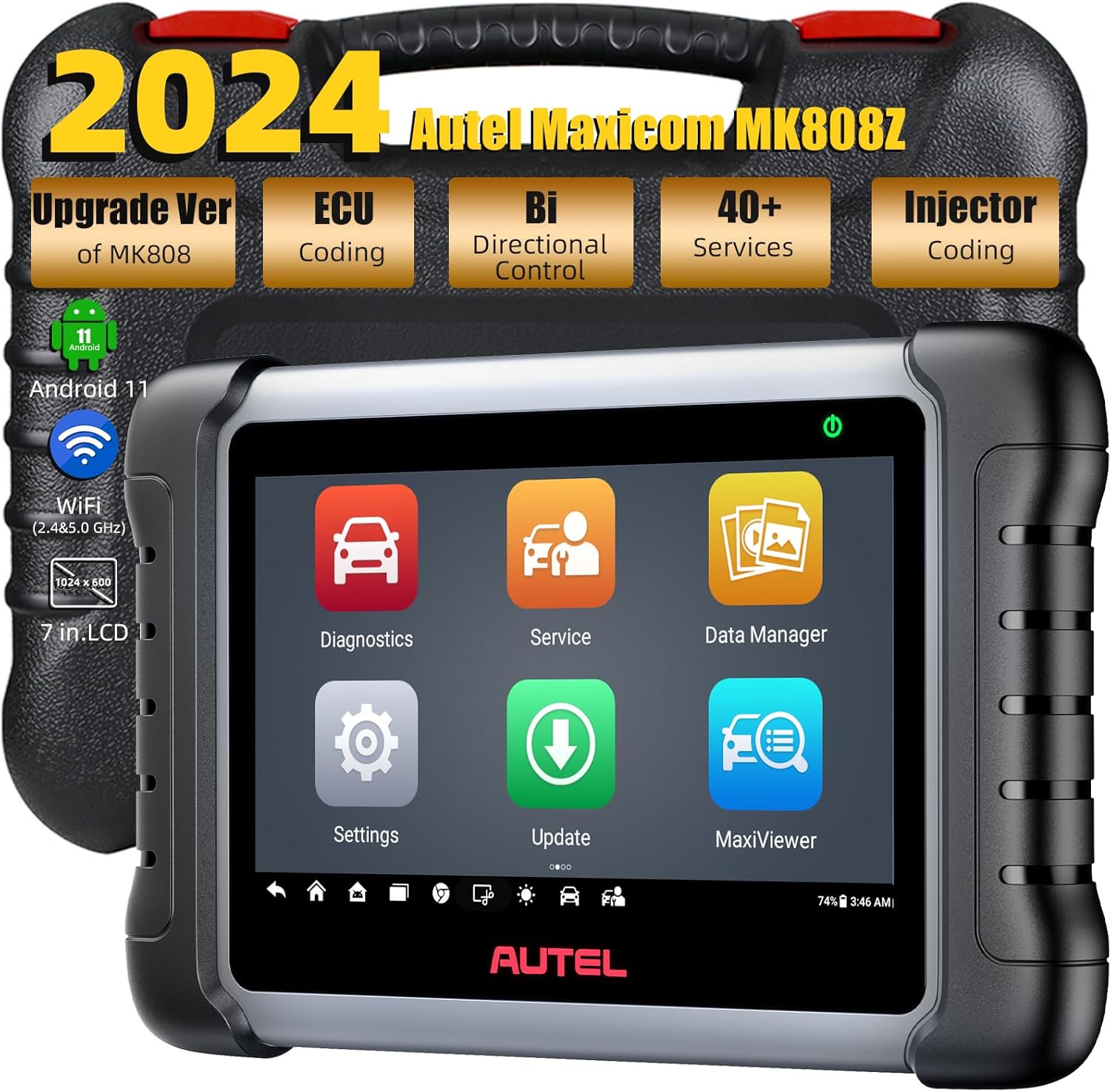 Autel MaxiCOM MK808Z Scanner, 2024 Bidirectional OBD2 Auto Scan Tool:Same as MK808S/MX808S, Alternative MaxiCheck MX900, Car Scanner Diagnostic Tool