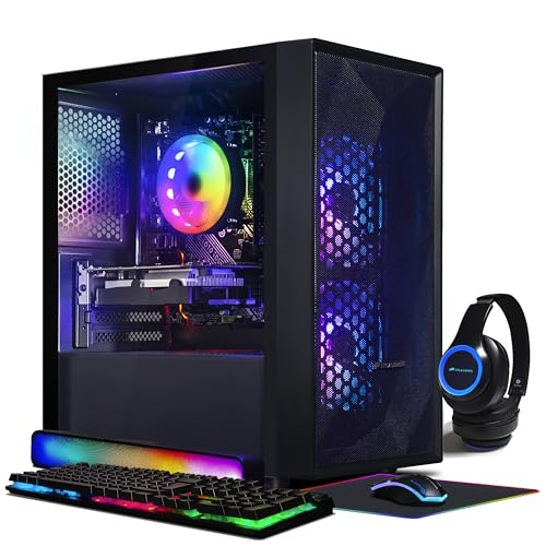 STGAubron Gaming Desktop PC, GeForce RTX 3060 Ti 8G, AMD Ryzen 7 5700X up to 4.6G, 32G DDR4, 1T SSD,WiFi,BT 5.0,RGB Fan x 7